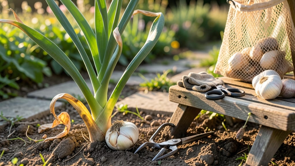 How to Harvest Garlic Bulbs: When Leaves Turn Brown and Braid for Storage