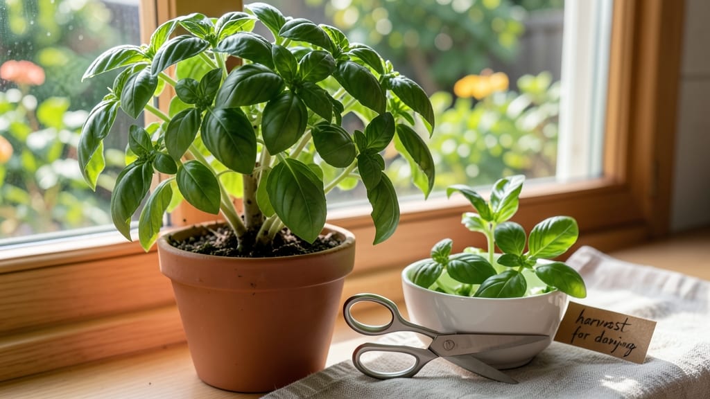 When to Harvest Basil for Drying: Leaf Color Shift & Stem Snap Test