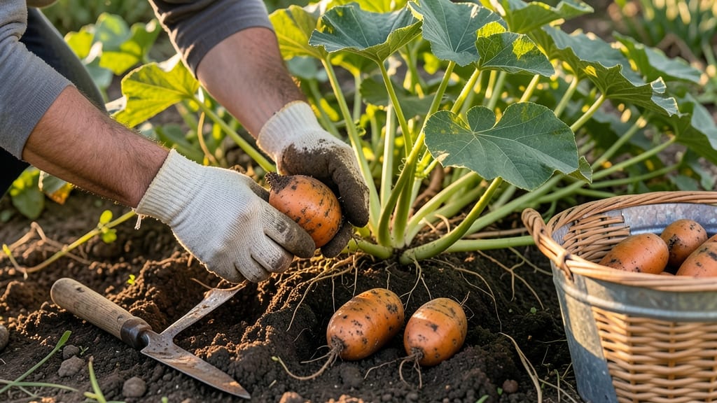 When to Harvest Sweet Potatoes: Skin Slips Easily & Soil Hardens (3 Surefire Signs)